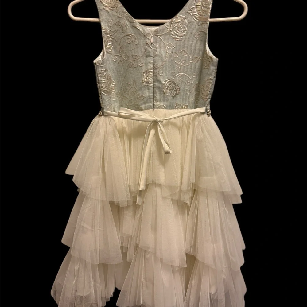 American princess Elegant Layered Dress with Floral Embroidery for girl size 10